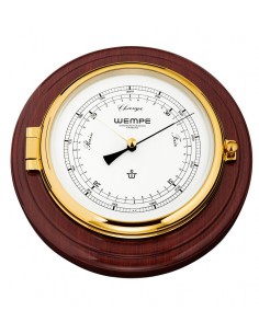 SKIPPER - Barometer Op Mahoniehouten plank - Messing - 210 x 50 mm - Wempe - Scheepsinstrumenten - CW400002 - € 364,50