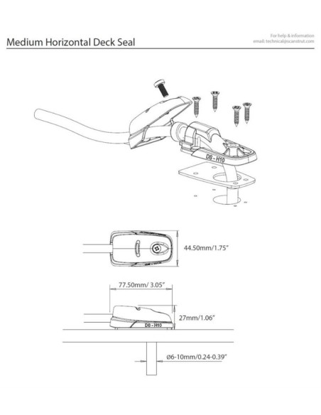 Scanstrut Horizontale Dekdoorvoer Zwart 6-10 mm | Shipsworld