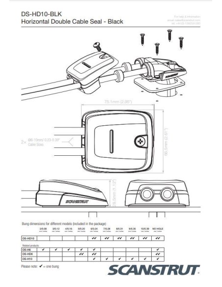 Scanstrut Dekdoorvoer Dubbel Zwart | Shipsworld