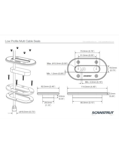 Scanstrut Dekdoorvoer LP Aluminium Zwart | Shipsworld
