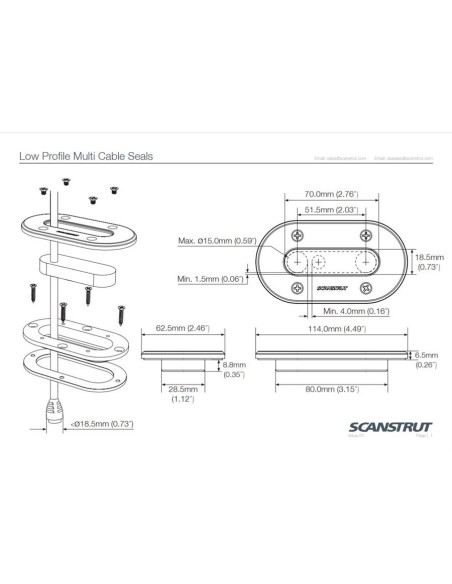 Scanstrut Dekdoorvoer LP Aluminium Zwart | Shipsworld