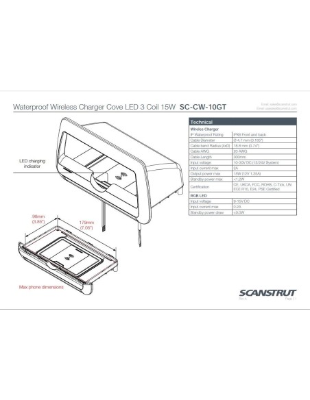 Scanstrut ROKK 3 Coil Cove Oplader 15W | Shipsworld