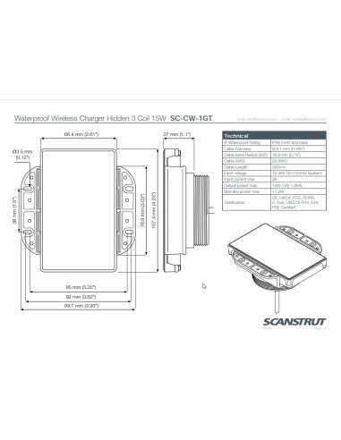 Scanstrut ROKK 3 Coil Hidden 15W oplader | Shipsworld