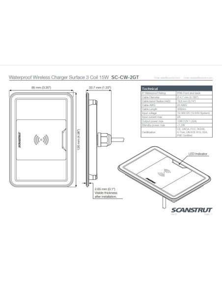 Scanstrut ROKK 3 Coil Surface 15W lader | Shipsworld