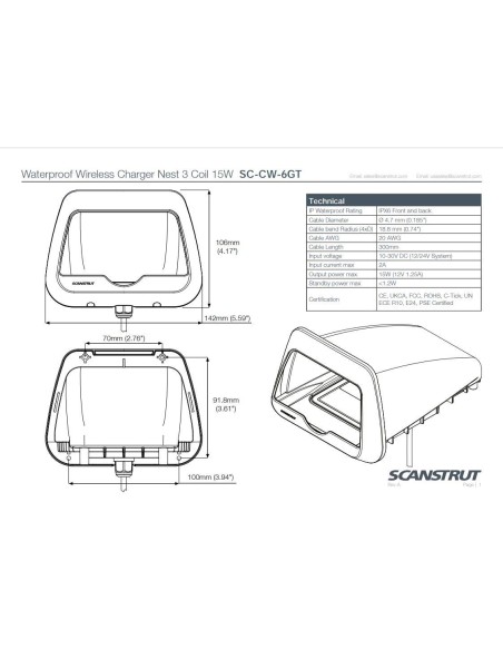Scanstrut ROKK 3 Coil Nest oplader 15W | Shipsworld
