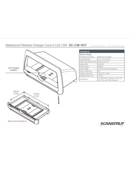 Scanstrut ROKK 3 Coil Cove oplader 15W | Shipsworld