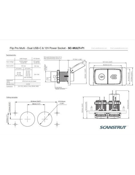 Scanstrut Flip Pro Multi USB-C en 12V | Shipsworld