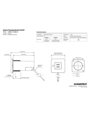 Scanstrut TILE USB-C Oplaadcontactdoos RVS | Shipsworld