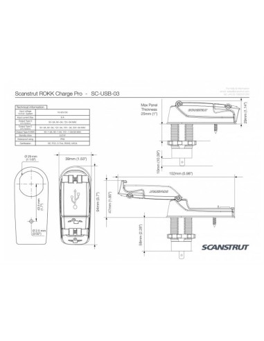Scanstrut ROKK Snellader Pro IPX6 USB-A/C | Shipsworld