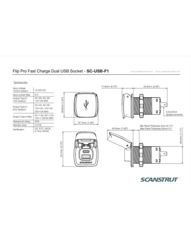 Scanstrut Flip Pro USB-A en USB-C 12/24V | Shipsworld