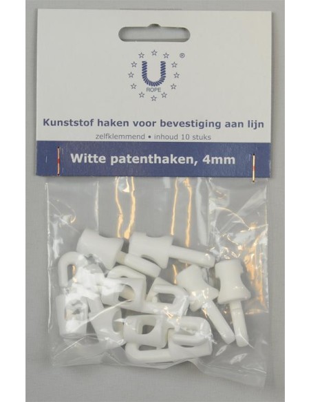 U-Rope Elastiekhaak Nylon 4 mm Wit (10 stuks) | Shipsworld