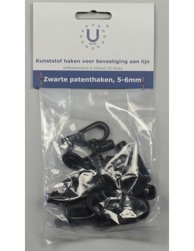 U-Rope Elastiekhaak Nylon 5-6 mm Zwart (10) | Shipsworld
