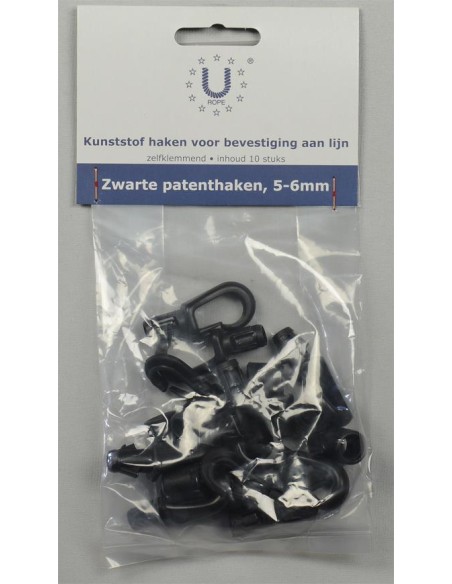 U-Rope Elastiekhaak Nylon 5-6 mm Zwart (10) | Shipsworld