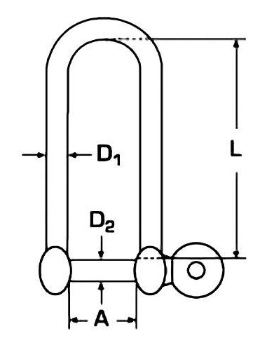 D-sluiting lang RVS 8 mm | Shipsworld