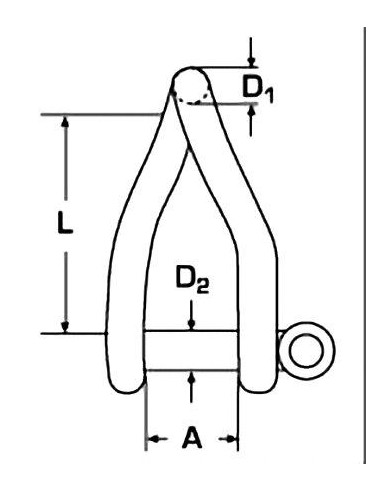 D-sluiting gedraaid RVS 6 mm | Shipsworld