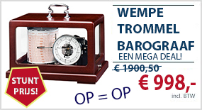 MEGA DEAL! Wempe Trommel Barograaf Metaal Zwart Mahonie Quartz Oliegedempt!